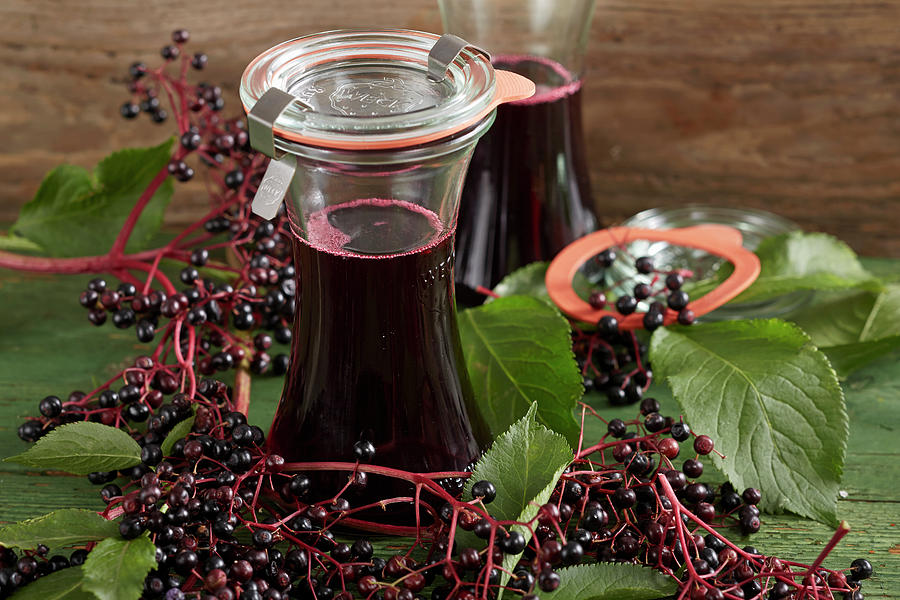 Homemade Elderberry Syrup In A Mason Jar Photograph by Teubner Foodfoto