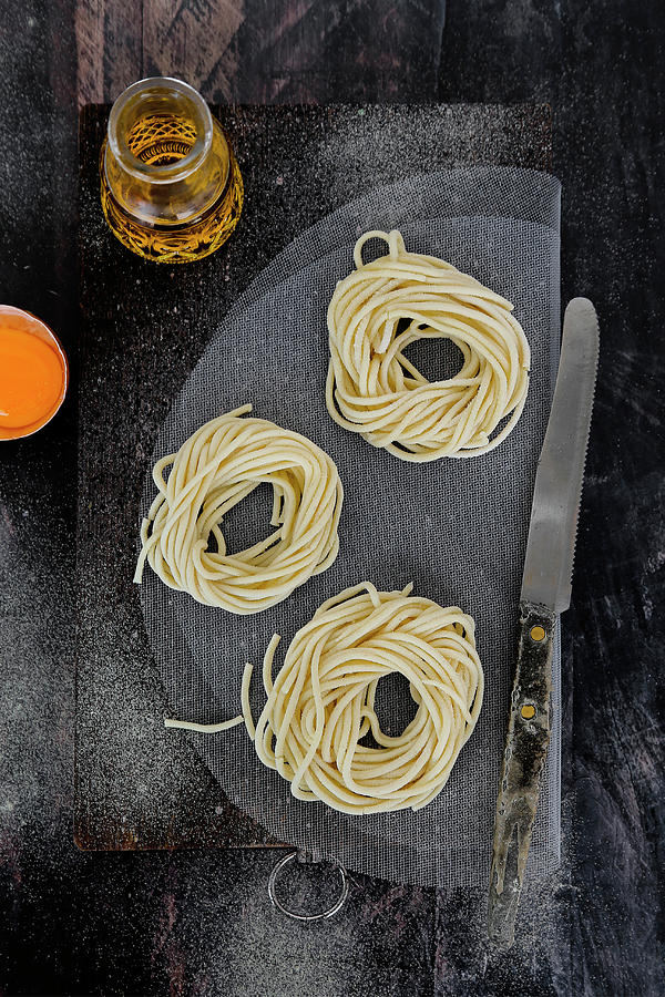 Homemade Fresh Spaghetti Photograph by Claudia Gargioni