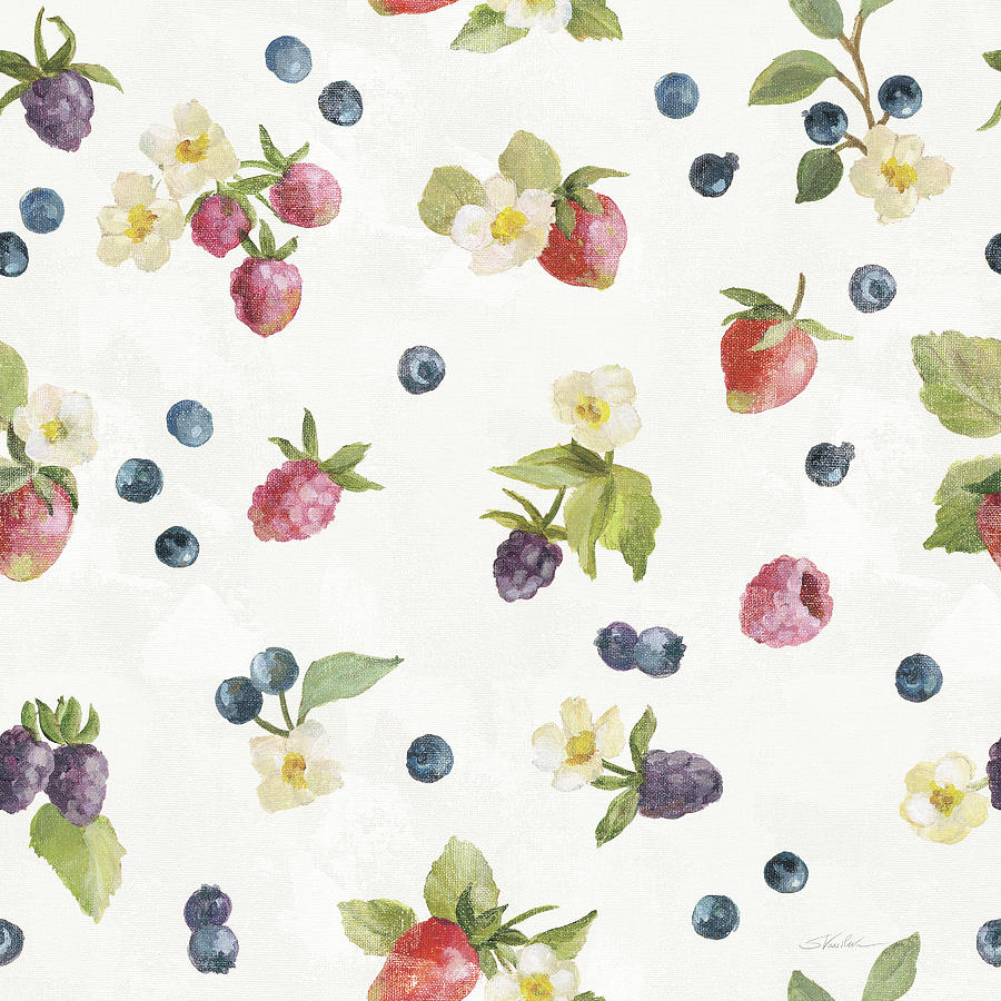 Blueberry Painting - Homemade Happiness Pattern Va by Silvia Vassileva