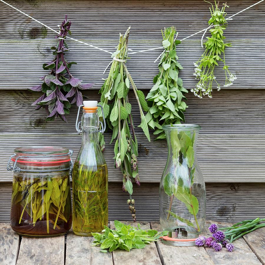 Homemade Herbal Oils Photograph by Jan Wischnewski