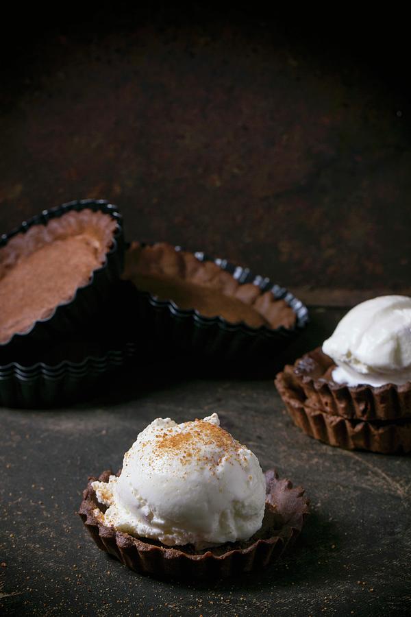 Homemade Ice Cream With Coconut Sugar In Chocolate Tartlet Bases Photograph by Natasha Breen