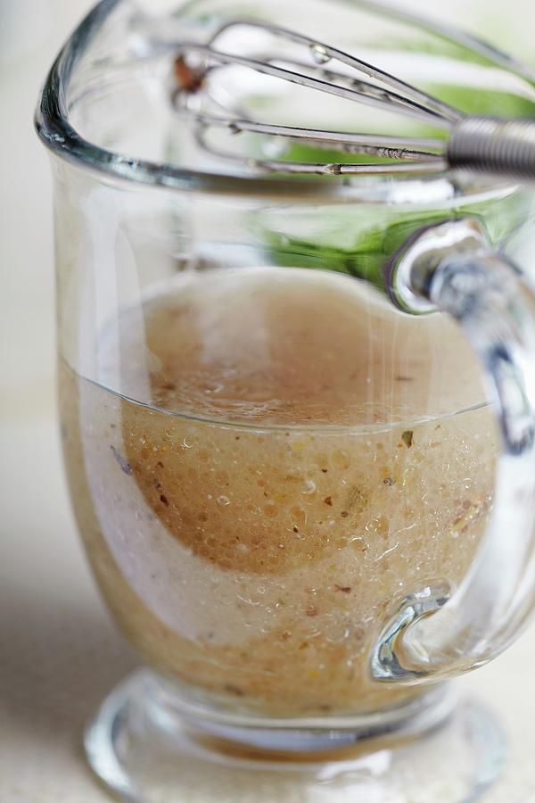 Homemade Italian Vinaigrette Salad Dressing In A Small Glass Pitcher With A Whisk Photograph by James, Bruce
