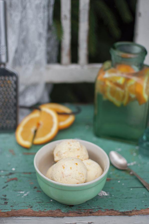 Homemade Orange And Vanilla Ice Cream In A Bowl Photograph by Kachel Katarzyna