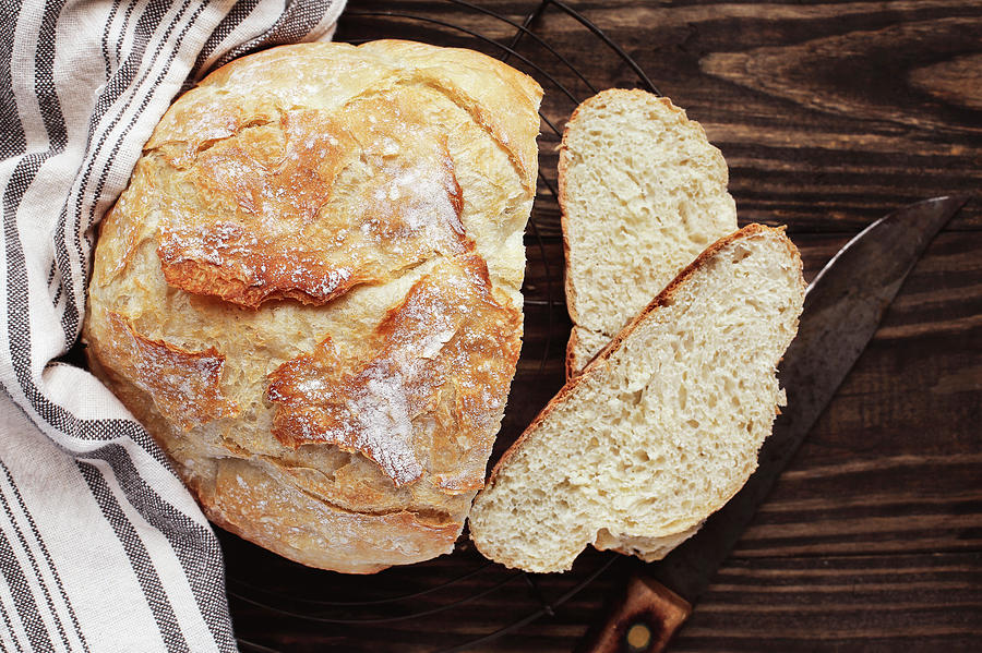 Homemade Round Artisan Bread Photograph by Stephanie Frey