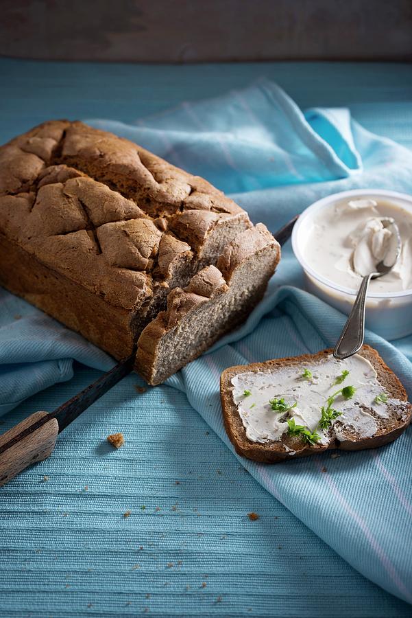 Homemade Sourdough Bread With Vegan Almond Cheese Photograph by Kati Neudert
