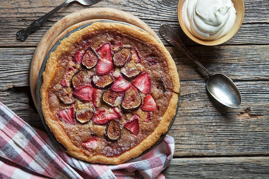 Homemade Strawberry And Fig Tart With Whipped Cream Photograph by George Crudo