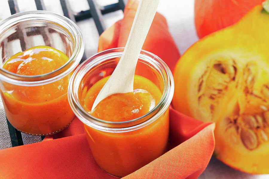 Homemade Sweet Pumpkin Ketchup For Barbecuing In Jars Photograph by Teubner Foodfoto