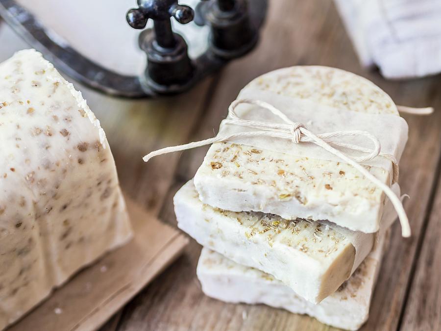 Homemade White Soap With Oats Photograph by Magdalena Paluchowska