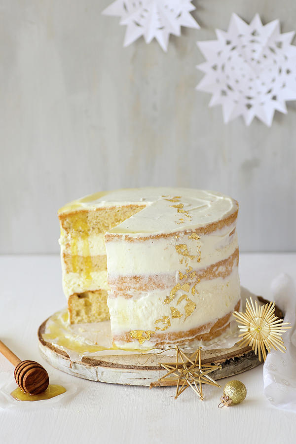 Honey And Ricotta Cake For Christmas Photograph by Maria Panzer