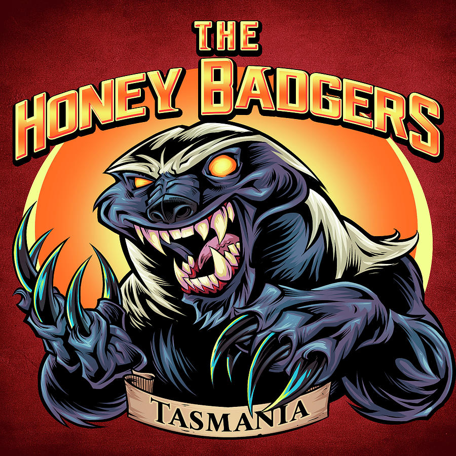 Animal Digital Art - Honey Badger Logo Design Green by Flyland Designs