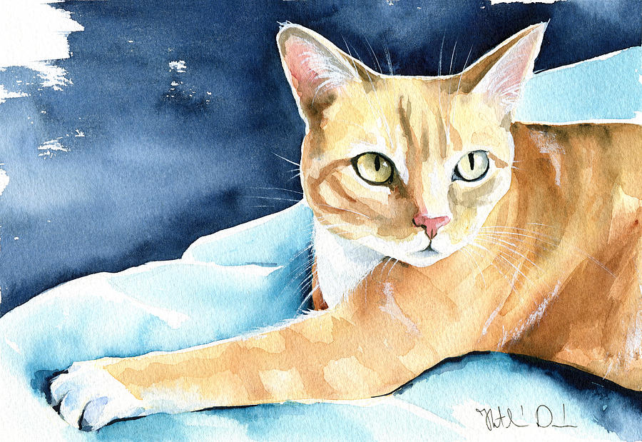 Honey Ginger Tabby Cat Painting Painting by Dora Hathazi Mendes