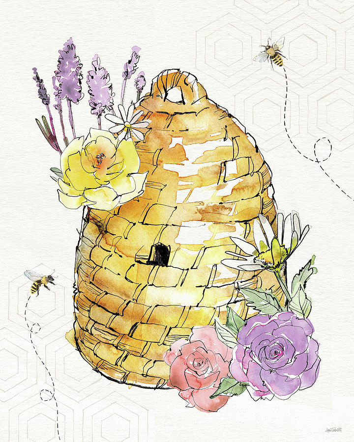 Flower Mixed Media - Honeybee Blossoms Vii by Anne Tavoletti