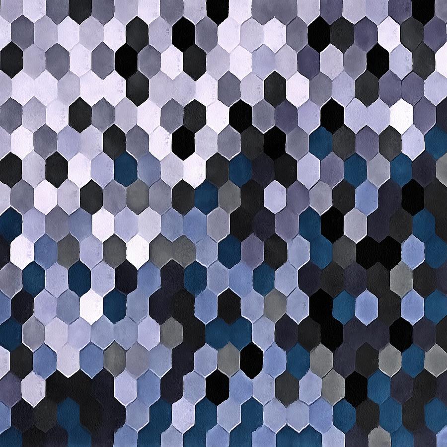 Honeycomb Pattern In Gray and Blue Wintry Colors Digital Art by Taiche Acrylic Art