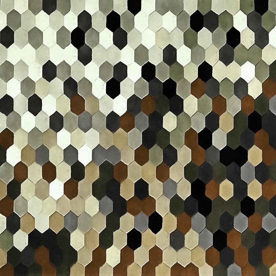 Honeycomb Pattern In Neutral Earth Tones Digital Art by Taiche Acrylic Art