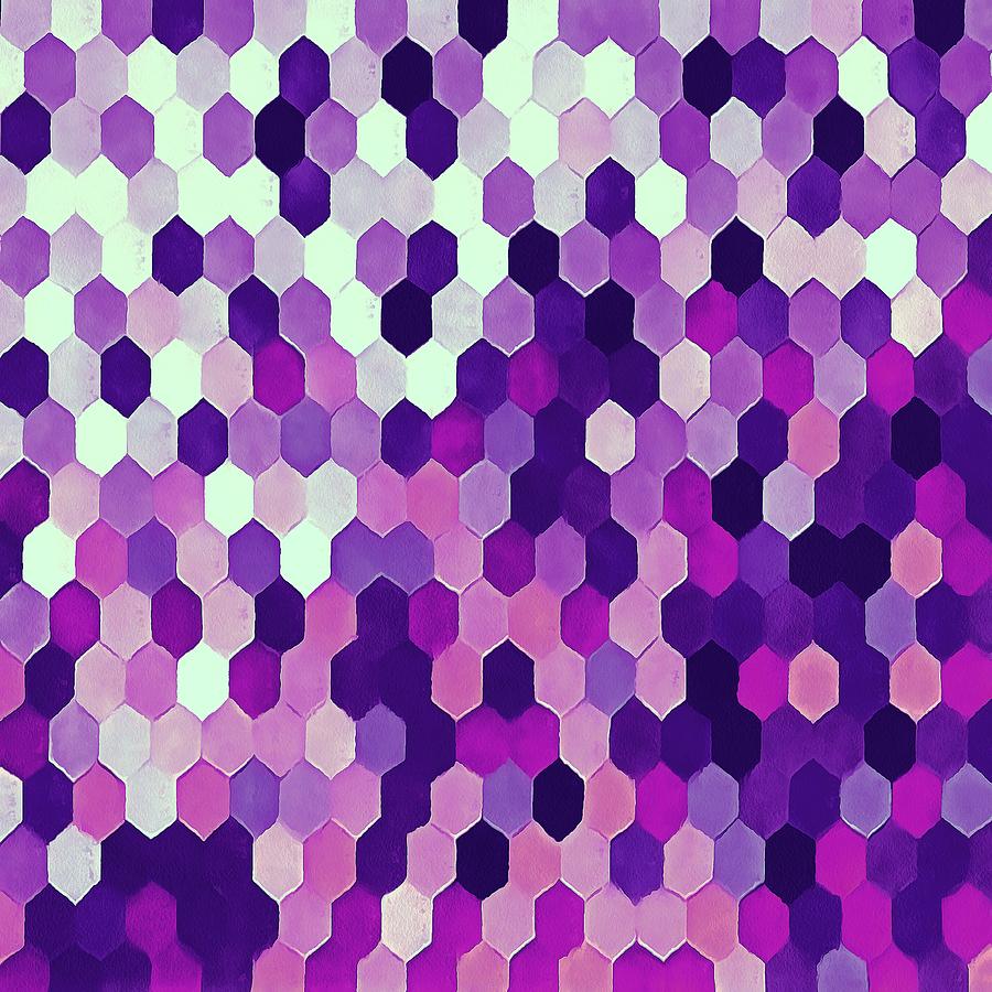 Honeycomb Pattern In Royal Plum and Pink Colors Digital Art by Taiche Acrylic Art