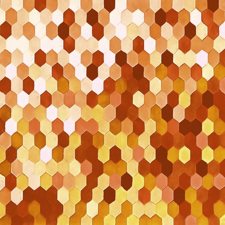 Honeycomb Pattern In Warm Mead and Honey Colors Digital Art by Taiche Acrylic Art