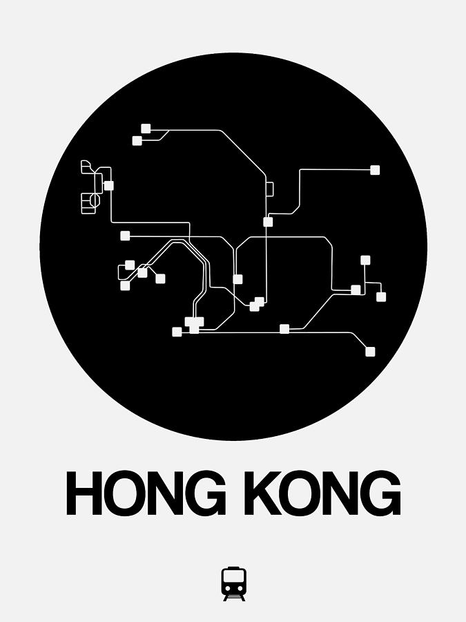 Hong Kong Digital Art - Hong Kong Black Subway Map by Naxart Studio Hong Kong Digital Art - Hong Kong Black Subway Map by Naxart Studio