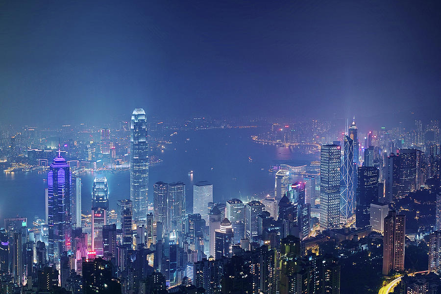 Hong Kong City Skyline At Night by D3sign