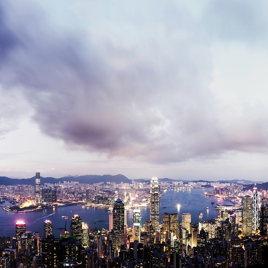 Hong Kong Cityscape With Clouds And Photograph by Spreephoto.de