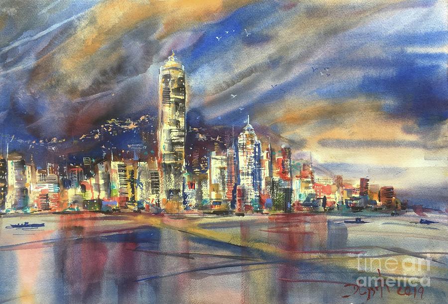 Hong Kong Painting - Hong Kong by Dieter Wystemp Hong Kong Painting - Hong Kong by Dieter Wystemp