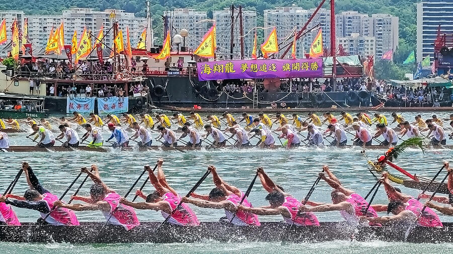 Street Photograph - Hong Kong Dragon Boat Festival Dragon Boat Race by Tong Ho Chung Howard