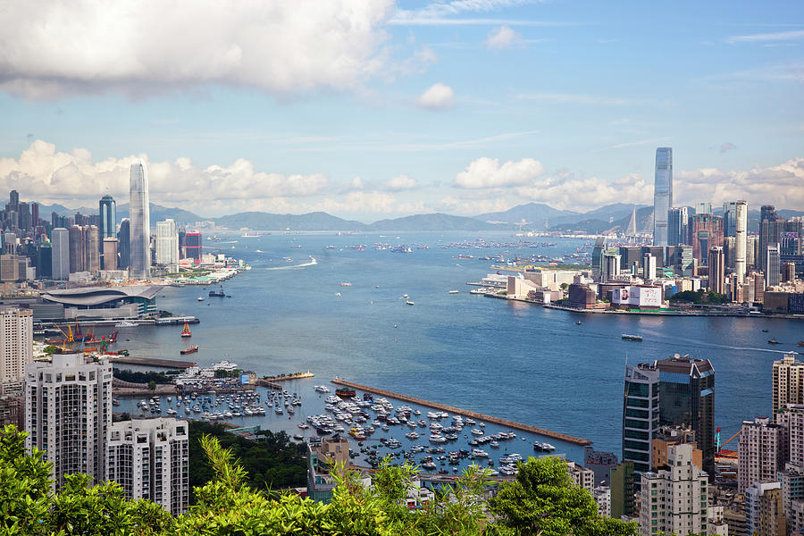 Hong Kong, Kowloon And Victoria Harbour Photograph by Tom Bonaventure