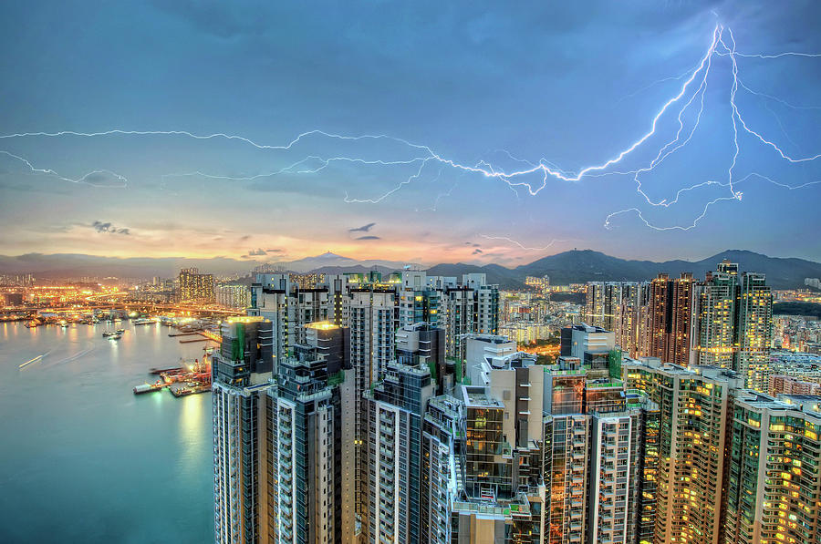Hong Kong Lightning Storm Photograph by Daniel Chui