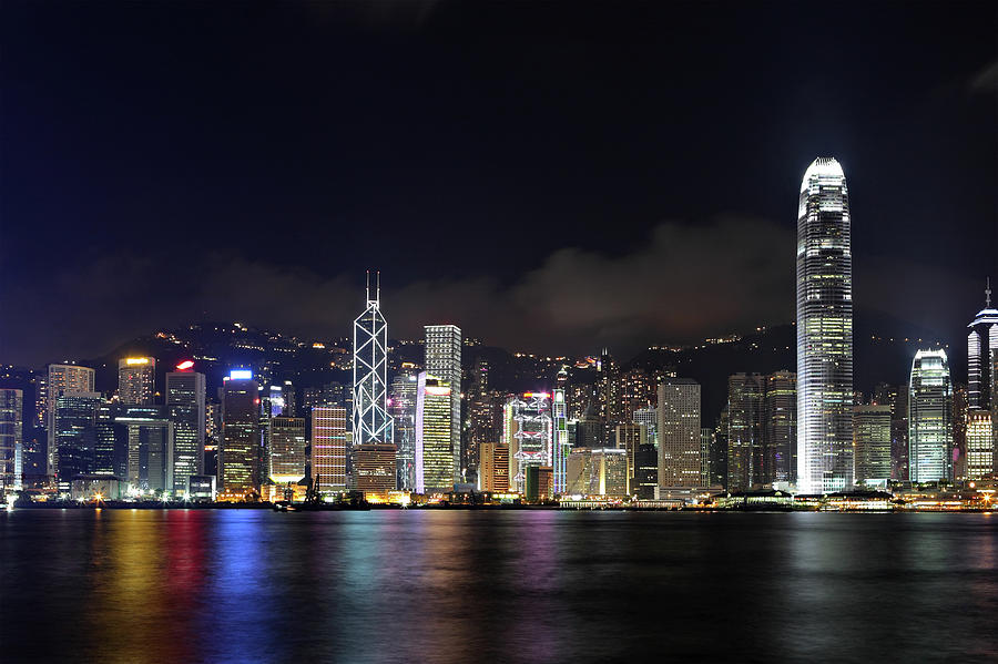 Hong Kong Skyline At Night Photograph by Leung Cho Pan - Pixels