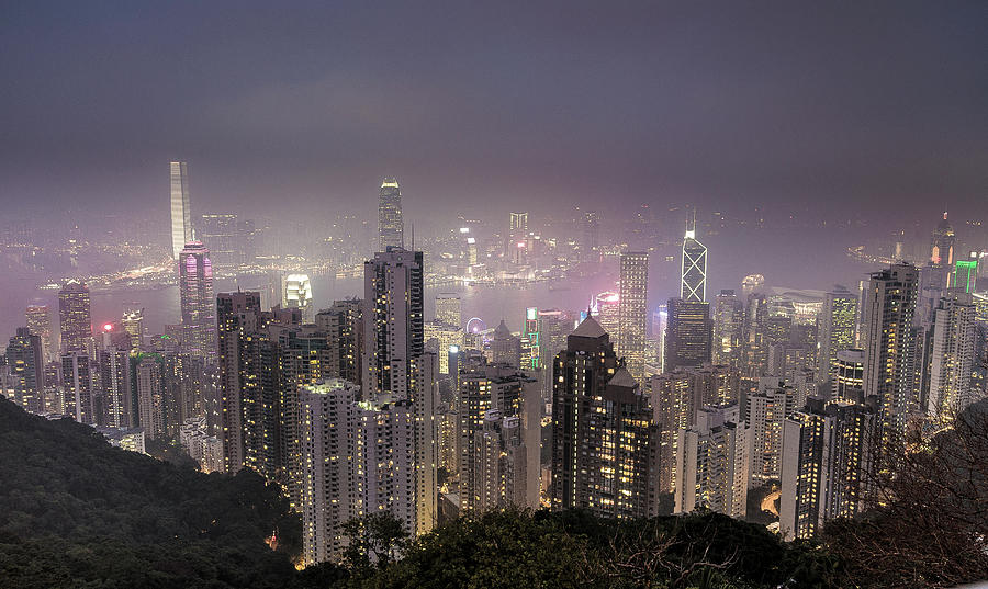 Hong Kong Skyline At Night Photograph by Nils Melzer
