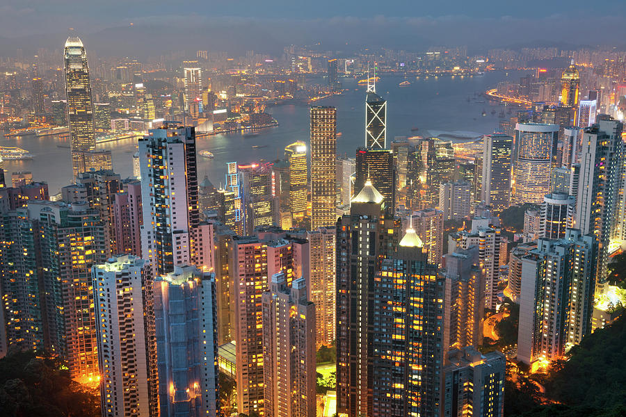 Hong Kong Skyline With Kowloon At Night Photograph by 4fr