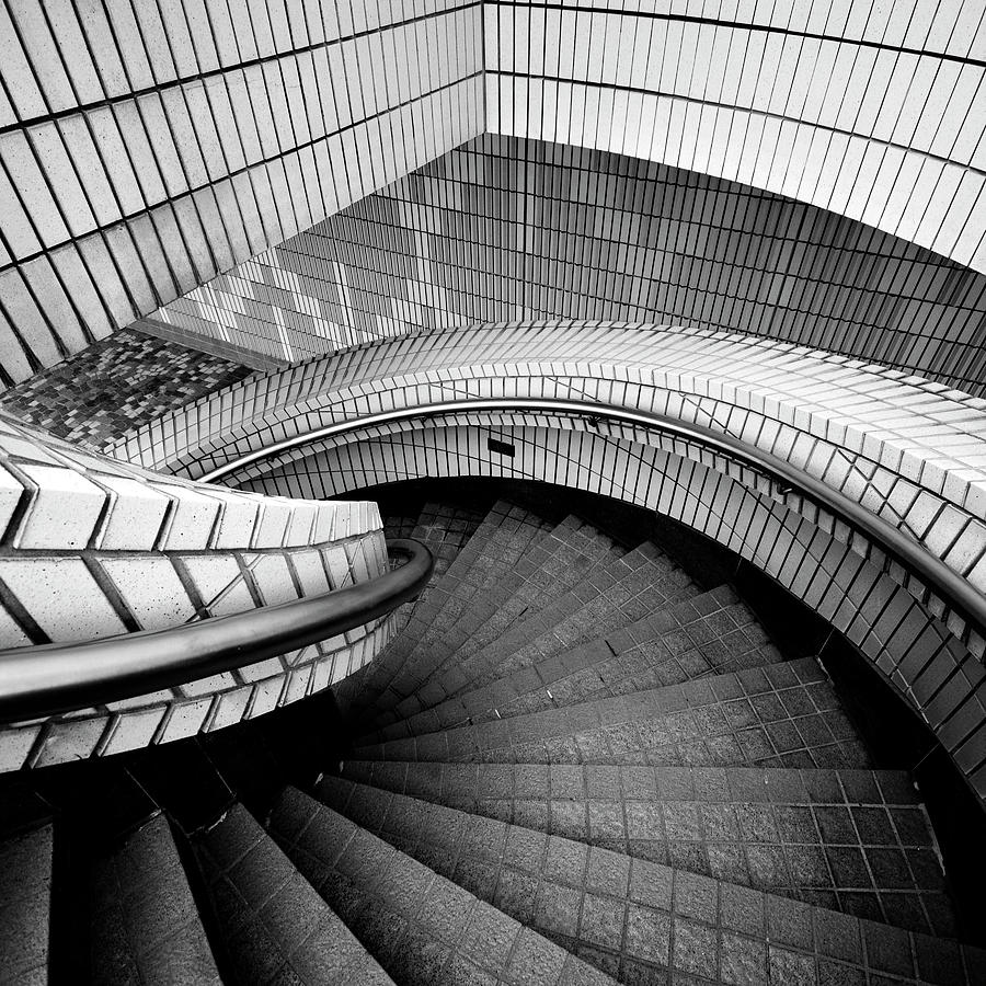 Black And White Photograph - Hong Kong Staircase by Rob Cherry