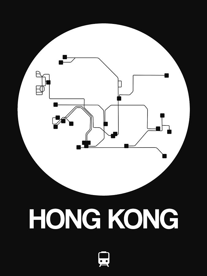 Hong Kong White Subway Map Digital Art by Naxart Studio
