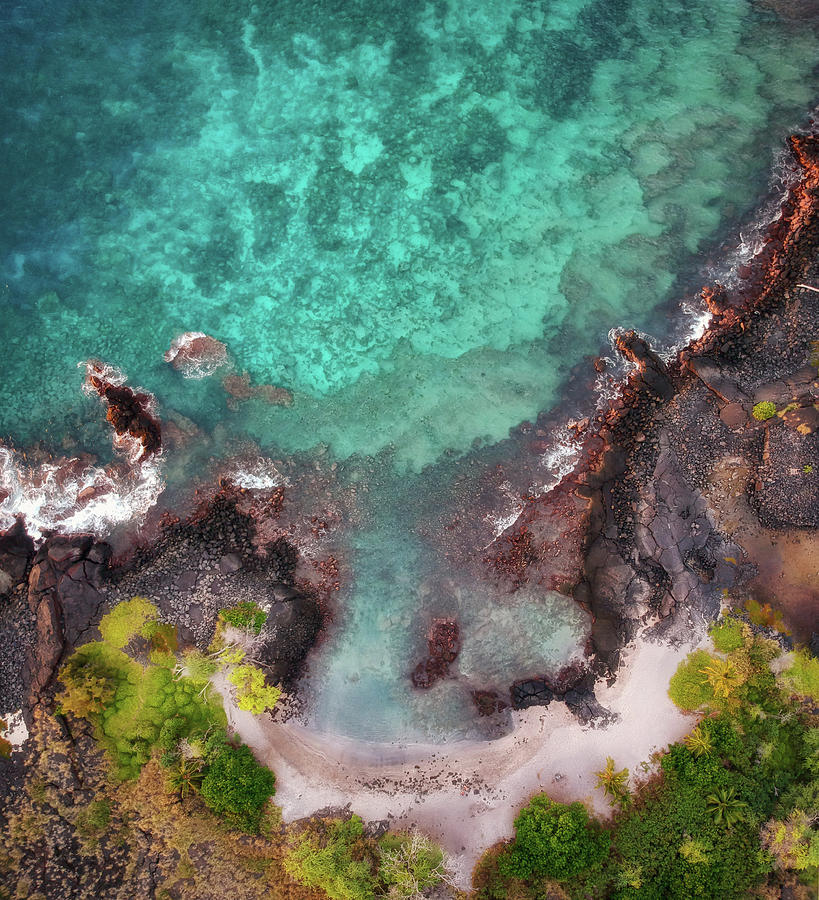 Honokohau Harbor Beach Aerial Photograph by Christopher Johnson