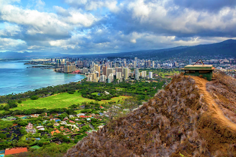 Honolulu and Waikiki Beach from Diamond Head Lookout Digital Art by ...