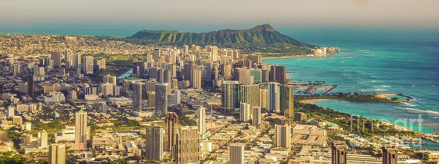 Honolulu Photograph - City of, Honolulu, Hawaii, Diamond Head Crater Panorama by D Davila