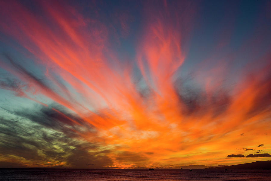 Honolulu Sunset Over The Ocean Photograph by Sebastian Kennerknecht