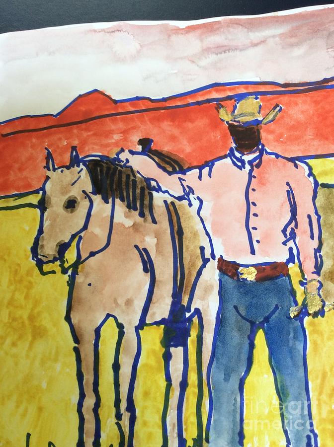Honoring the Black American Cowboys Painting by Richard W Linford