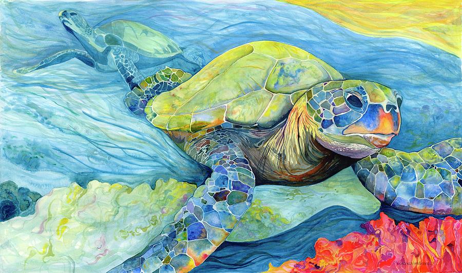 Turtle Painting - Honu Dreams in Color by Victoria Wundram