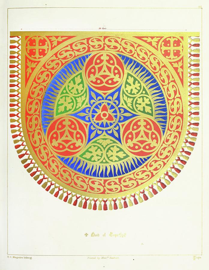 Mandala Painting - Hood Of Cope, A Floriated Trefoil by Augustus Pugin