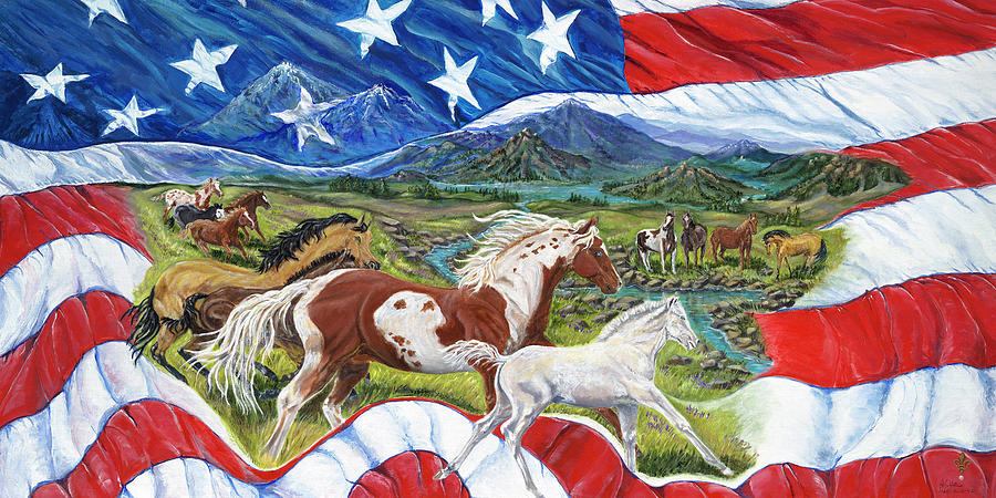 Hoofbeats of Freedom Painting by Donna Yates