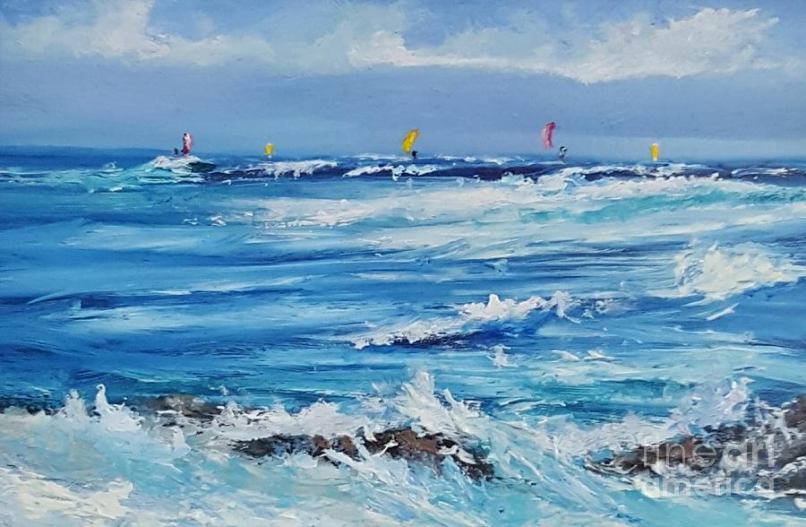 Hookipa Surfers Painting by Fred Wilson