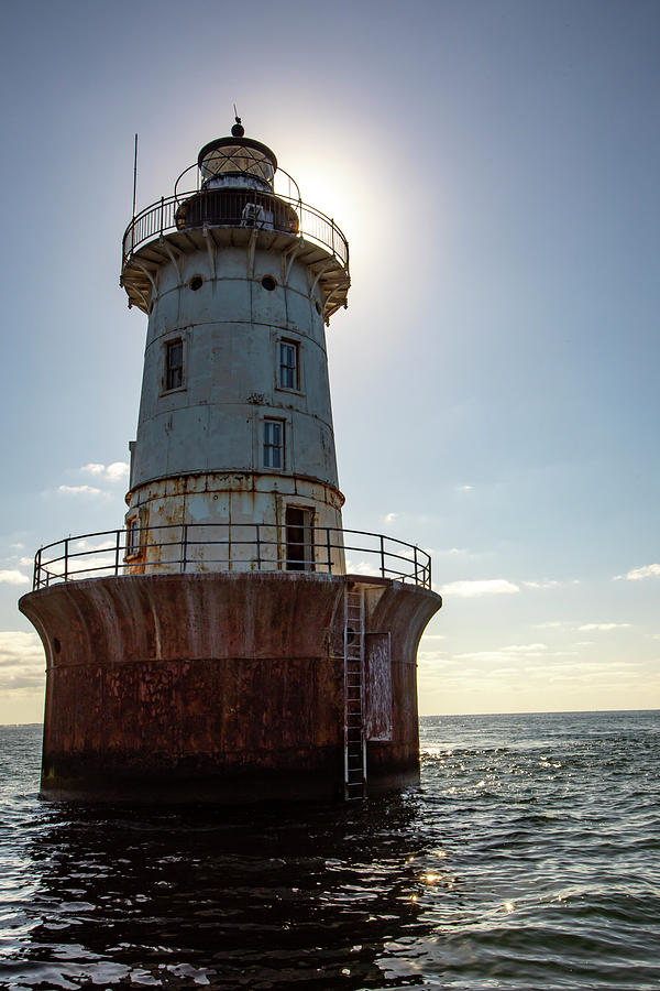 Hoopers Island Lighthouse seascape Photograph by Karen Foley