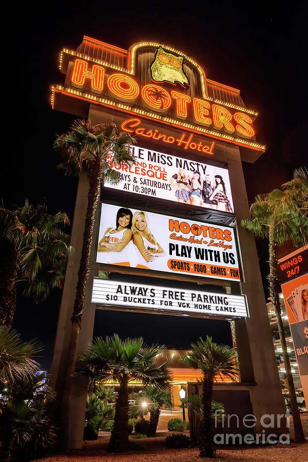 Hooters Casino Sign at Night Photograph by Aloha Art | Fine Art America