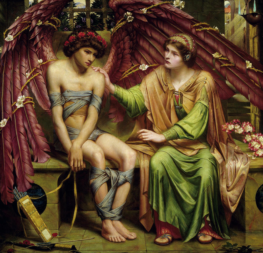 Greek Painting - Hope Comforting Love in Bondage by Sidney Harold Meteyard