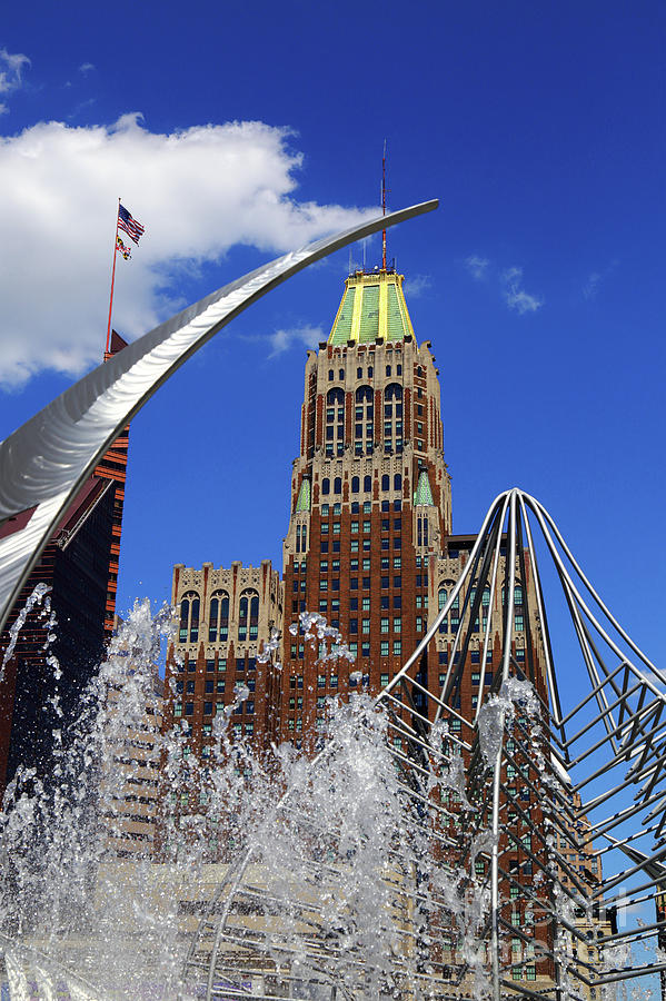 Hopkins Plaza Fountain and Bank of America Building Baltimore Photograph by James Brunker