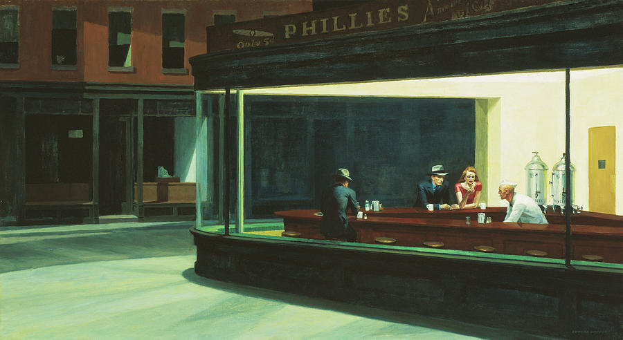 Urban Scenes Mixed Media - Hopper-nighthawks_cc1 by Portfolio Arts Group Urban Scenes Mixed Media - Hopper-nighthawks_cc1 by Portfolio Arts Group