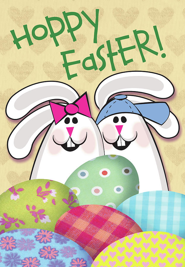 Spring Digital Art - Hoppy Easter Patch Eggs by Margaret Wilson