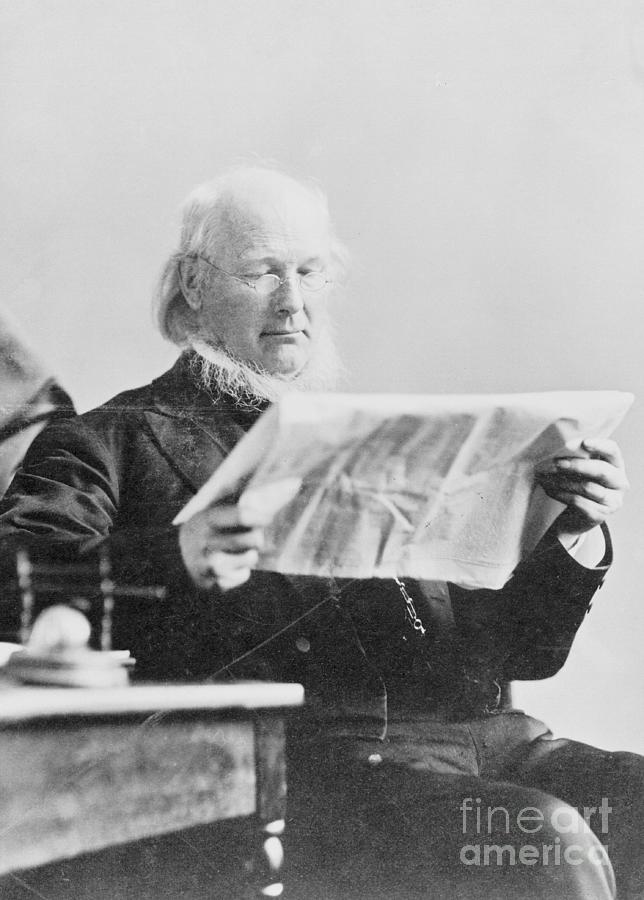 Horace Greeley Reading New York Sun Photograph by Bettmann
