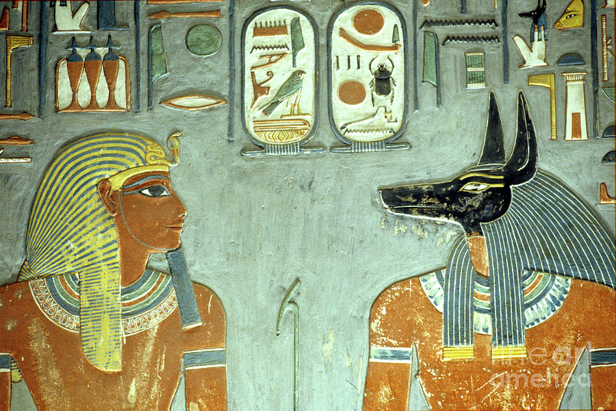Horemheb And Anubis Wall Painting Detail Painting by Egyptian 18th Dynasty  | Fine Art America