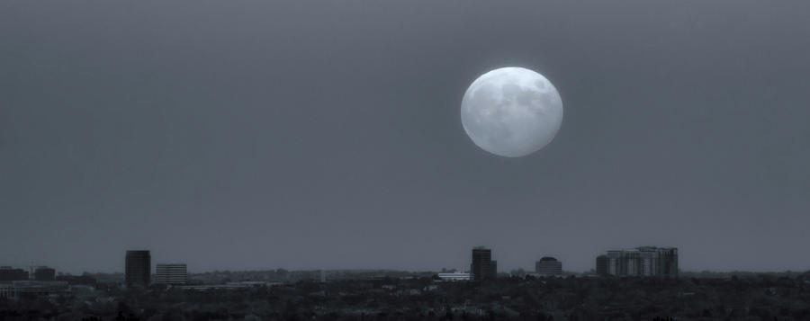 Horizon and Moon Photograph by Bill Wiebesiek